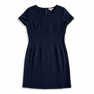 St. John Collection Santana Knit Empire Dress Navy Blue Size 14 EUC